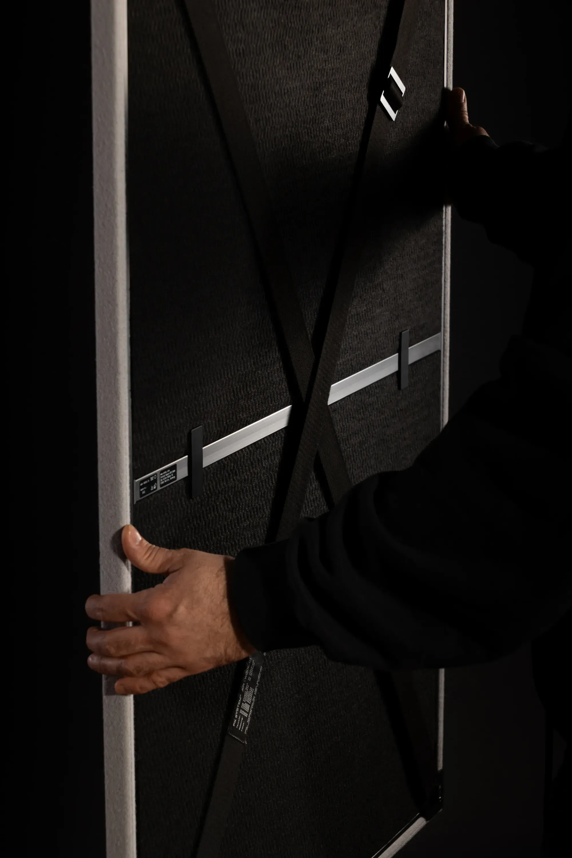 PX-System Air panels in a wool textile, wall-mounted in a daylit interior