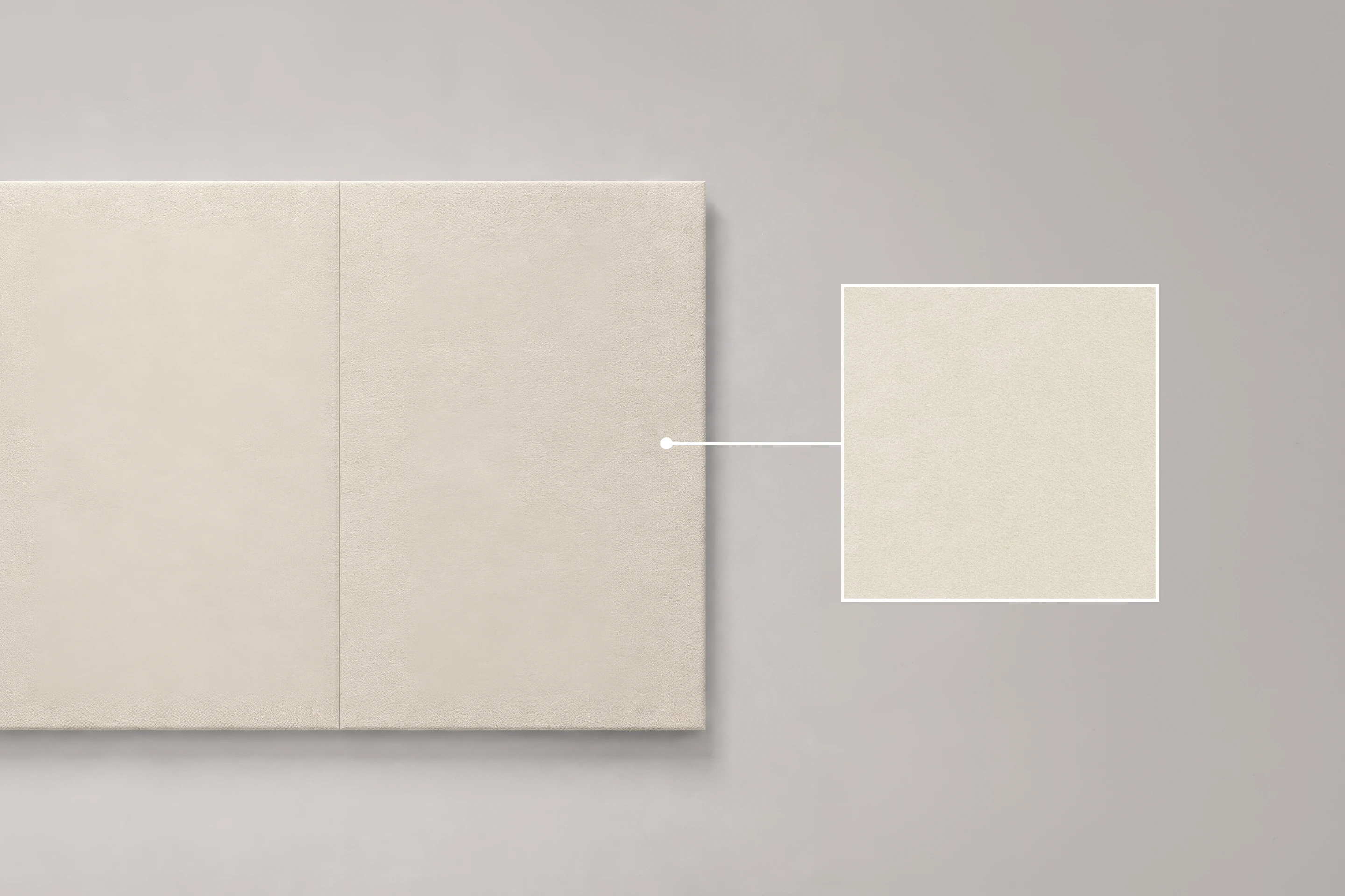Air in Ultrasuede, a grey textile, with a material detail